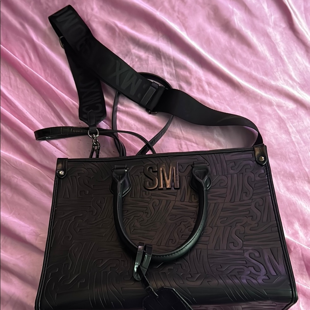 NWOT Sleek Black Briefcase with Textured Design and Gold Hardware